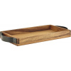 GENWARE Podnos Akácia, s kovovými rukoväťami, 32,5 × 17,5 cm, výška 3,5 cm