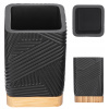 Kúpeľňový pohár na kefky, čierny ORGANIZÉR s bambusom, štvorcový