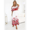 Numoco 606-1 Dlhé letné šaty s kvetinovým červeným ombré vzorom?
