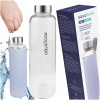 AquaFloow NeoGlass sklenená fľaša na vodu 700 ml s fialovým puzdrom