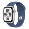 Apple Watch SE GPS 44mm Silver Aluminium Case with Denim Sport Band - S/M MXEQ3QC-A