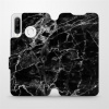 Flipové pouzdro Mobiwear - Huawei P30 Lite - V056P Černý mramor (Knížkové flip pouzdro, obal, kryt na mobil Huawei P30 Lite - V056P Černý mramor, materiál Umělá kůže + TPU - ochrana 360°, stojánek, si