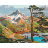 Maľovanie podľa čísel – Domček pri jazere pod horami, 100 × 80 cm, bez rámu a bez napnutia plátna 8596530045786