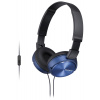 SONY headset náhlavní MDRZX310APL/ sluchátka drátová + mikrofon/ 3,5mm jack/ citlivost 98 dB/mW/ modrá