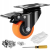 Sada 4 Nábytkových Koliesok Nosnosť 272KG Oranžové Dvojité Brzdy