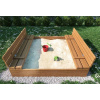 Drevené uzavreté pieskovisko s lavicami 120x120cm (Pieskovisko pre deti zatvorené 120 cm impregnované)