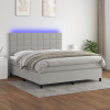 vidaXL Posteľ boxsping s matracom a LED bledosivá 180x200 cm látka 3134893