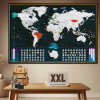Stieracia mapa sveta - EN verzia Deluxe XXL - strieborná