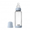 Bibs Antikoliková sklenená fľaša so silikónovým cumlíkom 240 ml Baby blue