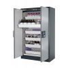 Protipožiarna skriňa na nebezpečné látky Select W-126, dvere strieborné, 6 výsuvných vaní
