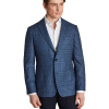 Charles Tyrwhitt Wool Silk Check Jacket — Ocean Blue - Slim fit | 54 | Štandardné