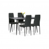 AUTRONIC Jedálenský set so 4 stoličkami, 130x70x76cm mramor, ASE-1003 BK2