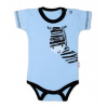 Baby Nellys Body krátký rukáv Baby Nellys, Zebra - modré, vel. 80 - 56 (1-2m)