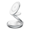 Vention FGEI0 bezdrôtová nabíjačka – 15W, 3v1, magnetický stojan, MagSafe, 360° otočný, skladací – strieborná KF2340345
