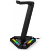 Genius GX-UH100, Stojan, na herní headset s USB HUBem, RGB podsvícení, 2x USB, 2x USB-C, černý 31250017400