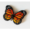 Handmade šitá korálková brošňa motýľ monarch (Handmade šitá brošňa z korálok v tvare motýľa)