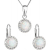 Evolution Group Třpytivá souprava šperků s krystaly Preciosa 39160.1 & white s.opal (náušnice, řetízek, přívěsek)