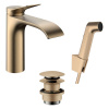 Hansgrohe Vivenis Umývadlová batéria s výpusťou Push-Open a bidetovou spŕškou, EcoSmart, kefovaný bronz 75210140-HG