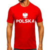 Červené pánske bavlnené tričko s potlačou Polska 5065