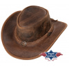 Kožený hnedý western klobúk - Stars and Stripes kožený klobúk Crazy Horse Veľkosť: 57 cm (M)
