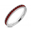 CITY STORM Prsteň tenká obrúčka z ocele zdobený červenými očkami velkost prstena: 51 + darčeková krabička zadarmo