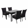 Design-Shop 4x Stolička a stola HWC-G19, polyratan, 120x75cm - čierna, vankúše tmavosivá