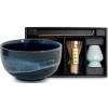 Japonská súprava na čaj matcha, modro-čierna