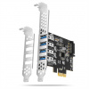 AXAGON PCEU-43RS, radič PCIe, 4x port USB 3.2 Gen 1, UASP, napájanie z PCIe alebo SATA, SP & LP Axagon