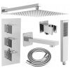 MEXEN/S - Cube DR02 podomietkový vaňový SET s vytokovou hubicou + slim sprcha 30 cm, chróm 77503DR0230-00