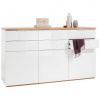 Carryhome ŠIROKÁ KOMODA, dub artisan, biela s vysokým leskom, 180/102/50 cm - Obývacie zostavy - 002593009402