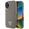 Guess PU Grained Triangle Logo Zadný Kryt pre iPhone 16 Brown