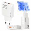 NABÍJAČKA SIEŤOVÁ NABÍJAČKA GaN 30W USB-A / USB-C BIELA
