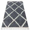 Eoshop Koberec BERBER CROSS B5950, šedo bílý - střapce, Maroko Shaggy (Velikost: 70x300 cm)