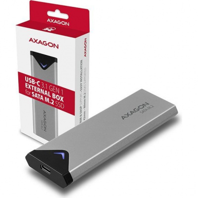 AXAGON EEM2-U3C, USB-C 3.2 Gen 1 - M.2 SATA SSD kovový box, délka 42 až 80 mm