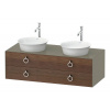DURAVIT White Tulip závesná skrinka pod dve umývadlá na dosku, 2 zásuvky, 1300 x 550 x 408 mm, americký orech masív/kameňovo šedá vysoký lesk, WT4993B77H2