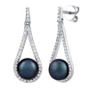 Silvego Strieborné luxusné náušnice s čiernou prírodnou perlou LPSGRP19233B