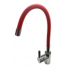 BELAGGIO TRIX 1008CV Kuchynská vodovodná batéria s flexi červeným ramienkom, CHRÓM / ČERVENÁ TR1008CV