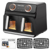 tectake 405249 teplovzdušná fritéza samurai, 2 varné priestory, 7 programov, 2400w - čierna