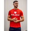 Červené pánske bavlnené tričko s potlačou Polska 5065A