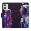 Flip pouzdro iSaprio na mobil Motorola Moto G54 5G - Neon Astronaut 02 s kapsičkami na karty (Knížkové flipové pouzdro iSaprio pro mobil Motorola Moto G54 5G - Neon Astronaut 02 - elegantní obal s kap