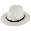 Fiebig - Headwear since 1903 Letný biely panamský klobúk Fedora - ručne pletený - s koženou stuhou Veľkosť: 59 cm (L)
