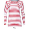 SOL'S | Marine Women, Dámske tričko s dl. rukávom, biela - červená, XL