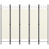 vidaXL Paraván s 5 panelmi, krémovo biely 200x180 cm