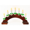 Vianočný drevený svietnik v tvare oblúka na batérie – vínový, 7 sviečok, teplá biela