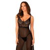 Elegantná košieľka Estiqua long chemise - Obsessive M/L černá