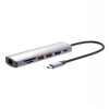 MANHATTAN Dokovací stanice USB-C 7v1, 1xHDMI, 1xUSB-C, 2xUSB, 1xRJ45, čtečka SD karet, šedá (153966)