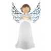 Dekoračná soška Anjel s vtáčikom 12 cm, biely