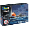 Revell Gneisenau Model Set lode 1:1200, 48 dielov + farby + lepidlo + štetec (Revell GNEISENAU BATTLESHIP, 1:1200, 18,8x6cm, LEVEL 4, Model No.: 75181)