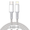 Kábel USB-C na Lightning Baseus s vysokou hustotou opletenia, 20 W, PD, 2 m (biely) 6953156231955