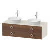 DURAVIT White Tulip závesná skrinka pod dve umývadlá na dosku, 2 zásuvky, 1300 x 550 x 408 mm, americký orech masív/nordická biela vysoký lesk, WT4993B77H4